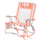 Front left angle of the SideKick lounger in coral stripes.