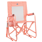 The front right side angle of the Coral Mosaic Stowaway Rocker.