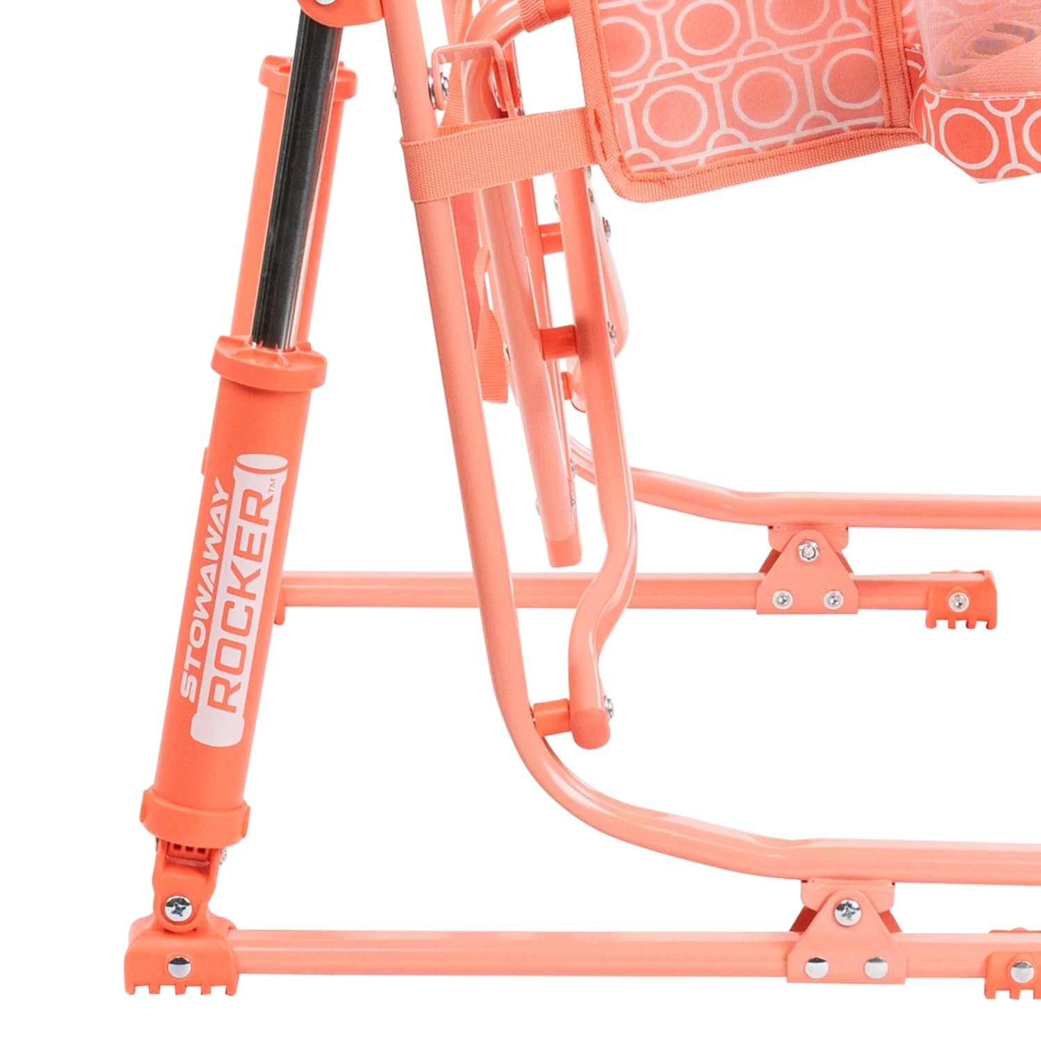 Spring-Action shocks on the Coral Mosaic Stowaway Rocker. 