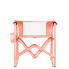 Folded backrest of black stowaway rocker. 