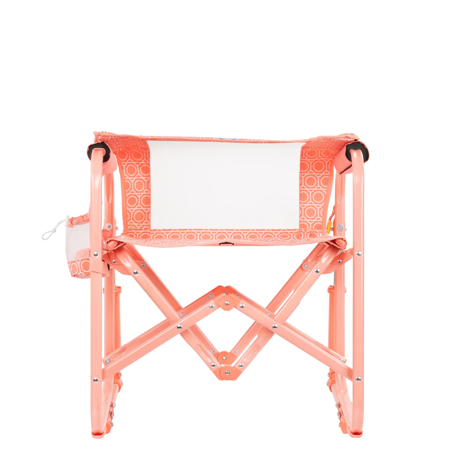 Folded backrest of black stowaway rocker. 