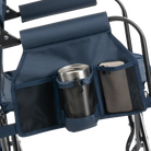 Versatile drink caddy on denim stowaway rocker.