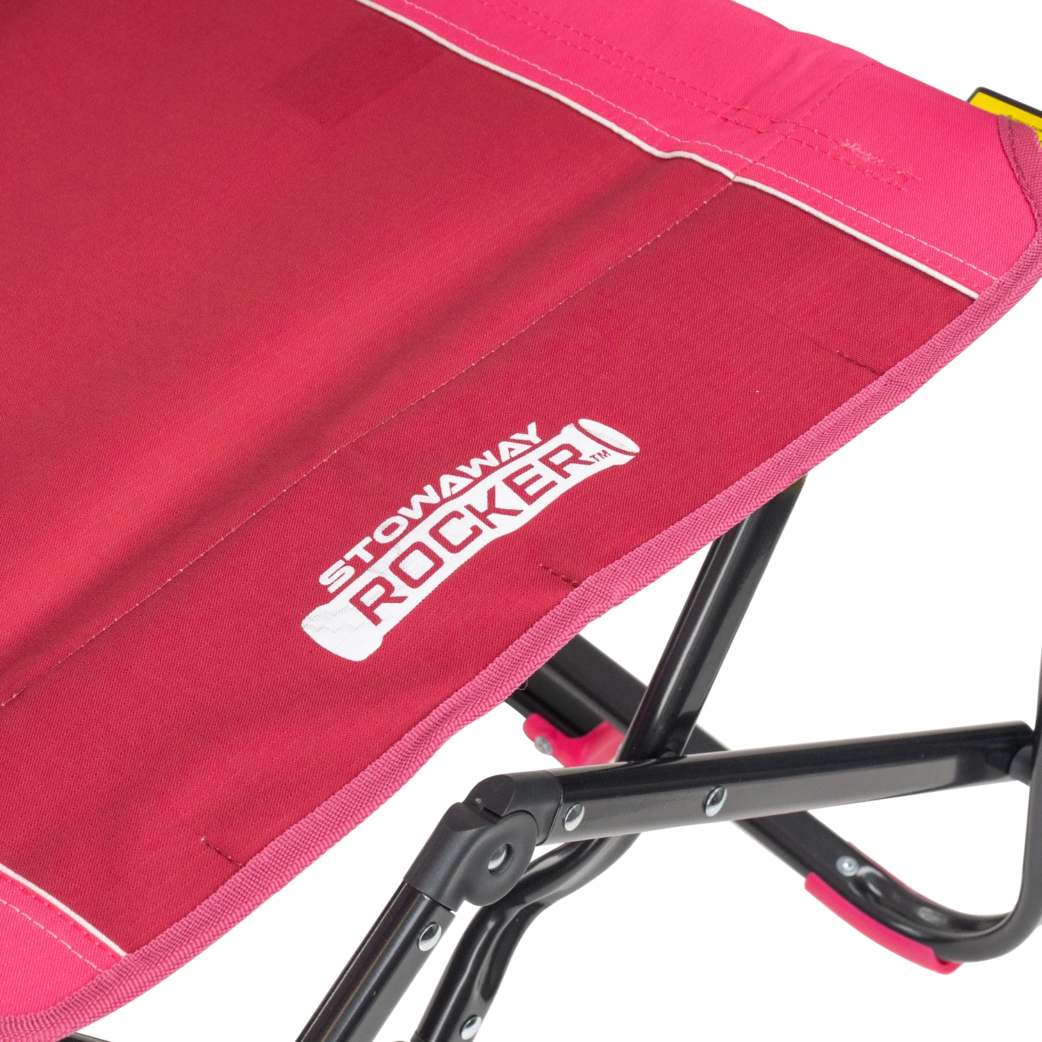 Close-up of the Infinity Comfort Edge on the pink flame waves Stowaway Rocker.