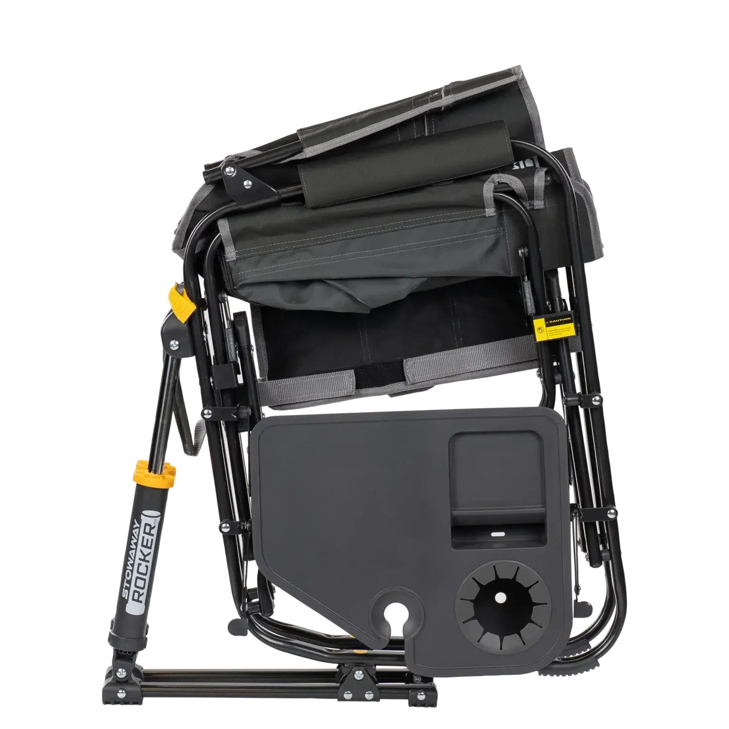 Stowaway Rocker with Side Table, Dark Charcoal, Folded Side