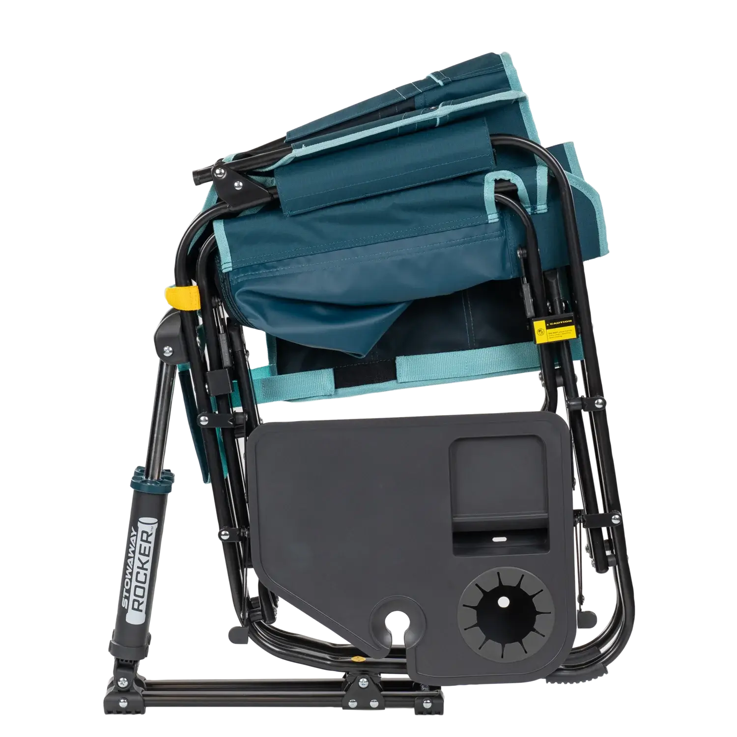 Stowaway Rocker with Side Table, Teal, Folded Side