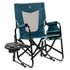 Stowaway Rocker with Side Table, Teal, Front Right, Side Table Out
