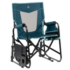 Stowaway Rocker with Side Table, Teal, Front Right, Side Table Down