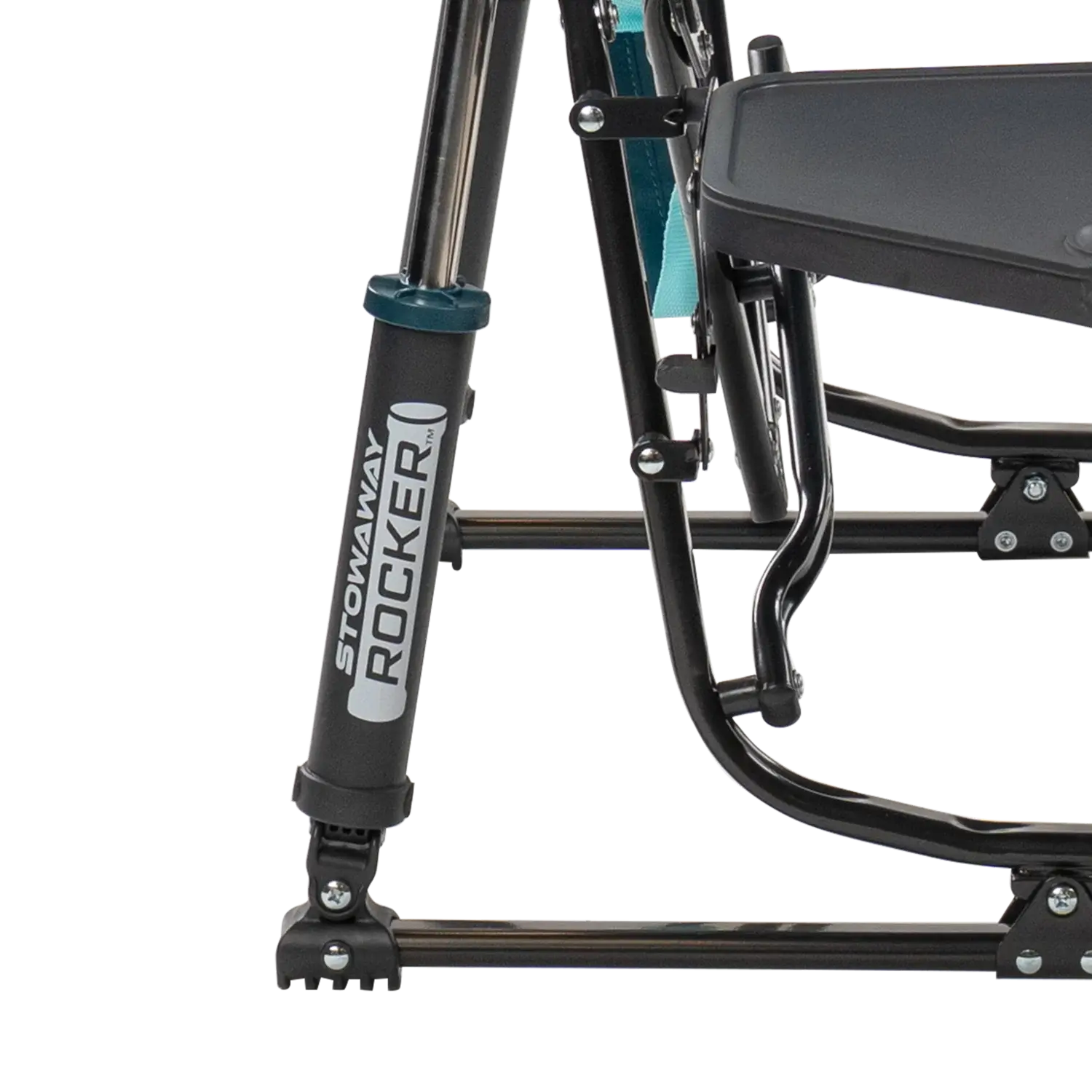 Stowaway Rocker with Side Table, Teal, Shock Detail