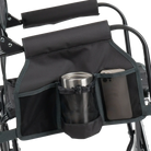 Versatile drink caddy on tailgater dark charcoal stowaway rocker.