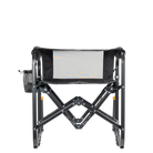 Folded backrest of charcoal tailgater stowaway rocker. 