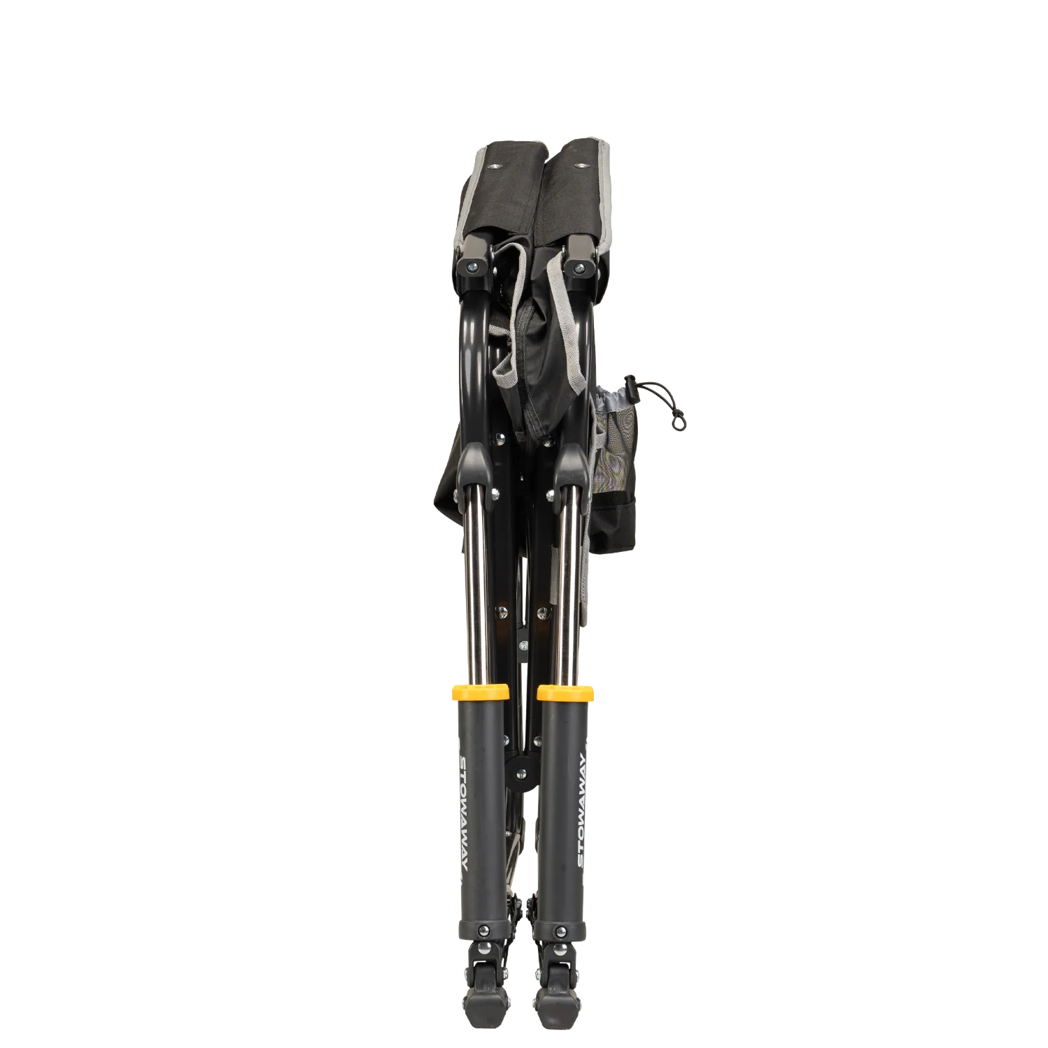 Front view of the folded varsity black Stowaway Rocker.