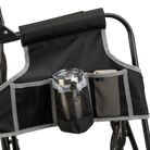 Close-up of the side caddy on the varsity black Stowaway Rocker.