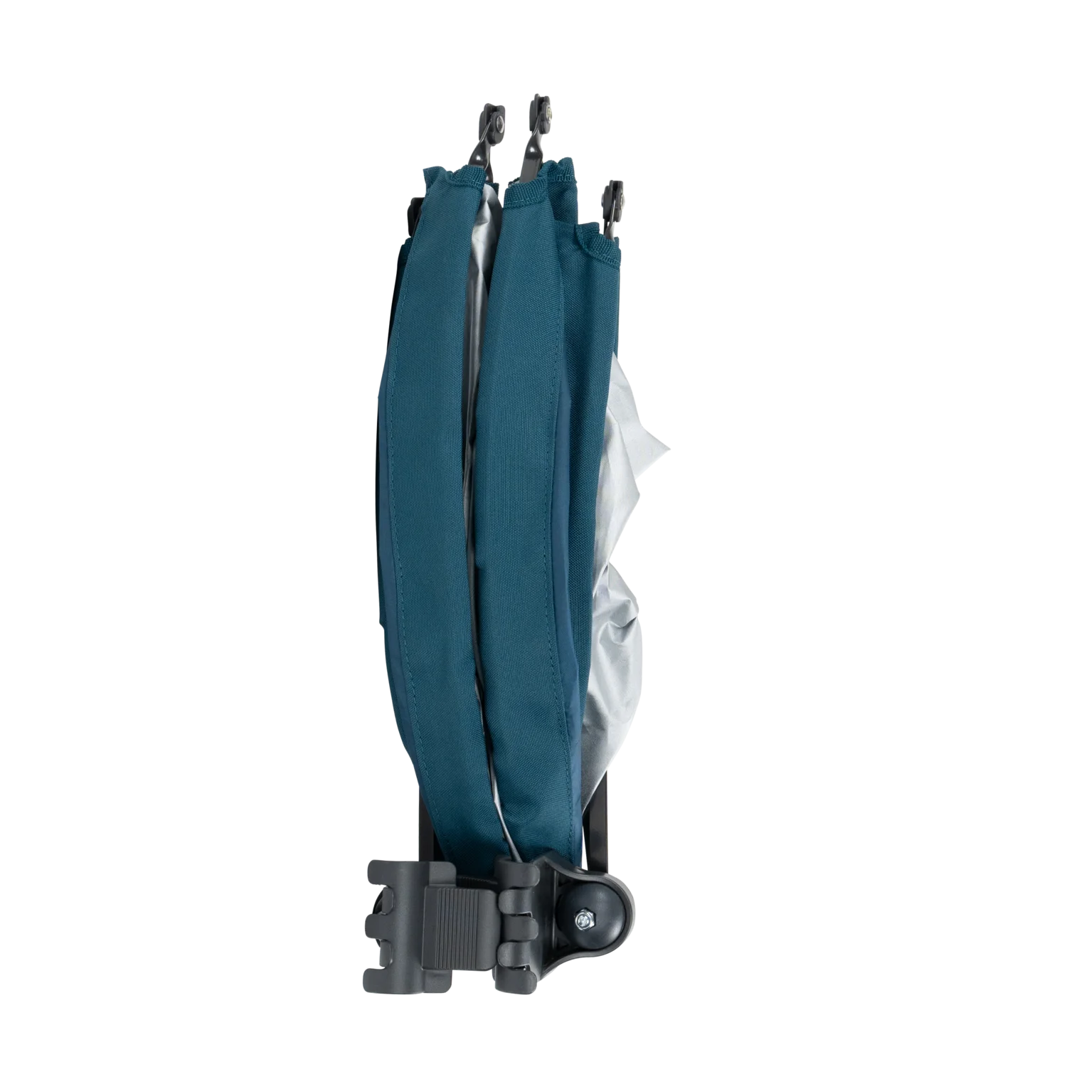 A teal Sunshade Accessory folded up.