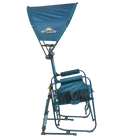 Side angle of the teal Sunshade Accessory attached to a Stowaway Rocker.
