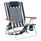 Front right angle of the TidalDrift lounger in indigo stripes.