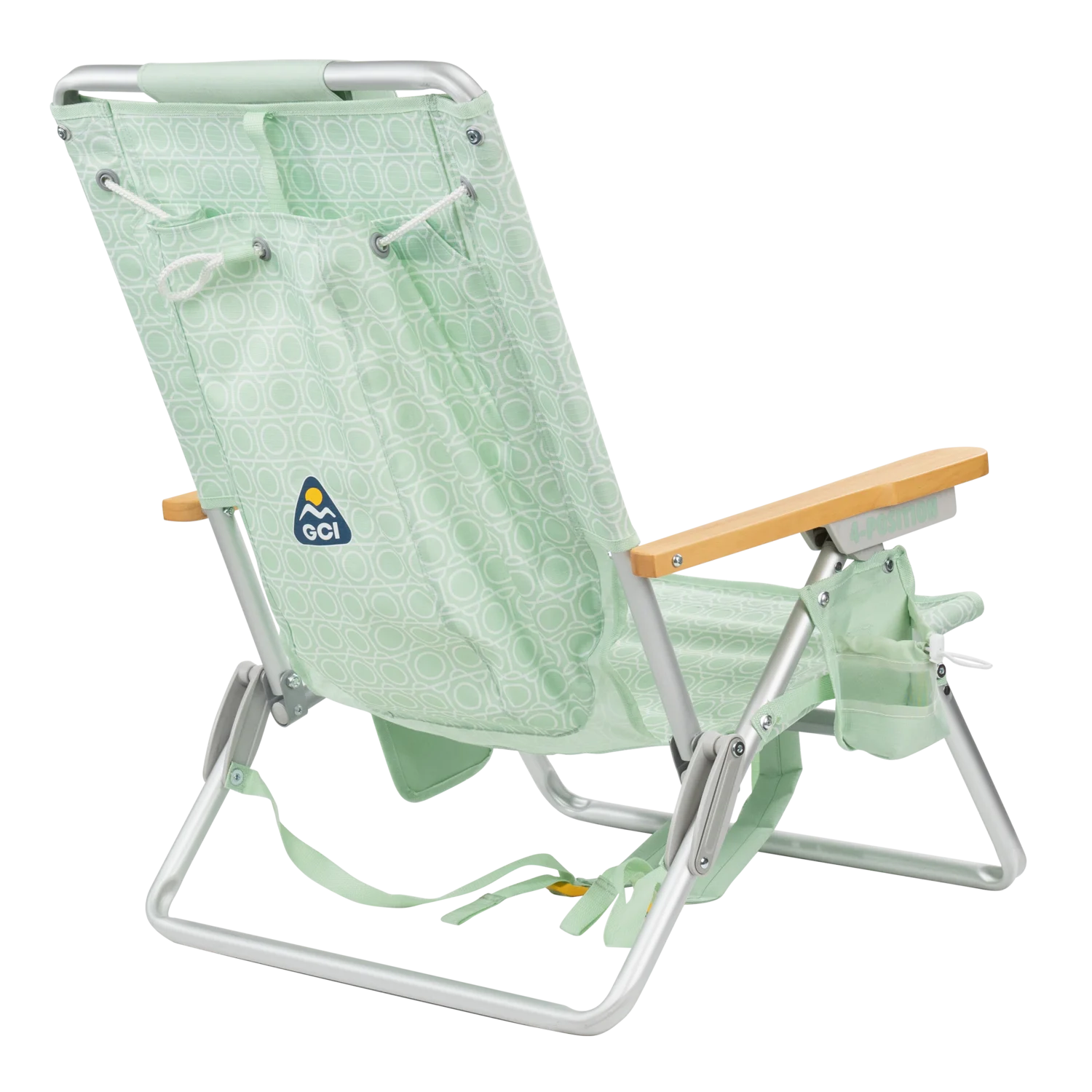 Back right angle of the TidalDrift lounger in pastel green mosaic.