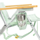 Close-up of the beverage holder on the TidalDrift lounger in pastel green mosaic.