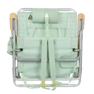 Front angle of the backpack straps on the folded TidalDrift lounger in pastel green mosaic.