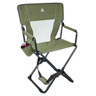 Front view of the loden green Xpress Directors Chair. 