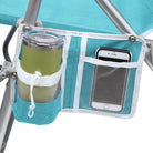 Legz Up Lounger Beach Chair, Heathered Seafoam, Cup and Phone Holders