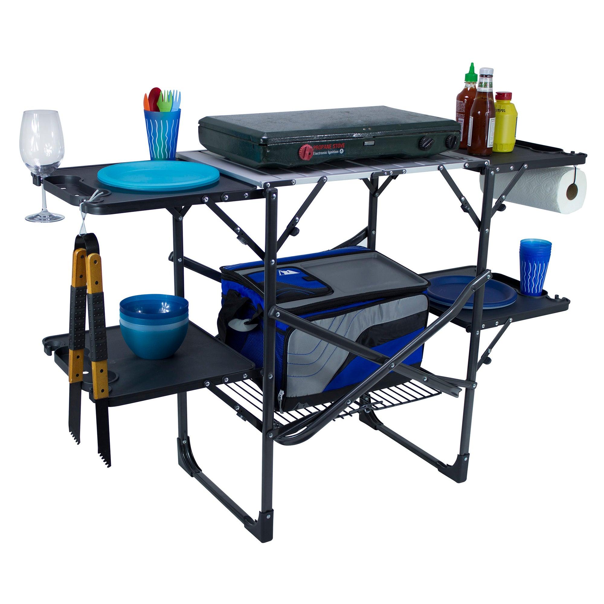 Slim-Fold Cook Station, Black Chrome, Front Props