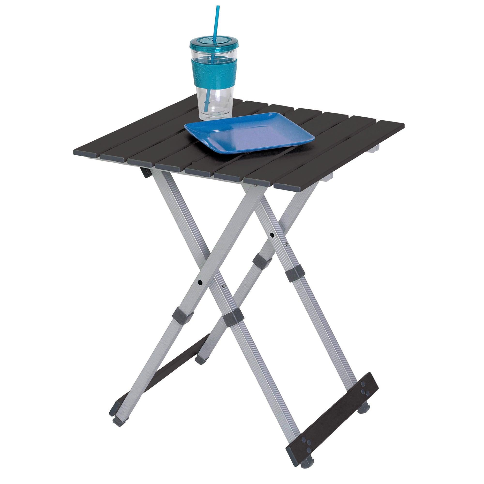 Compact Camp Table 20, Black Chrome, Props