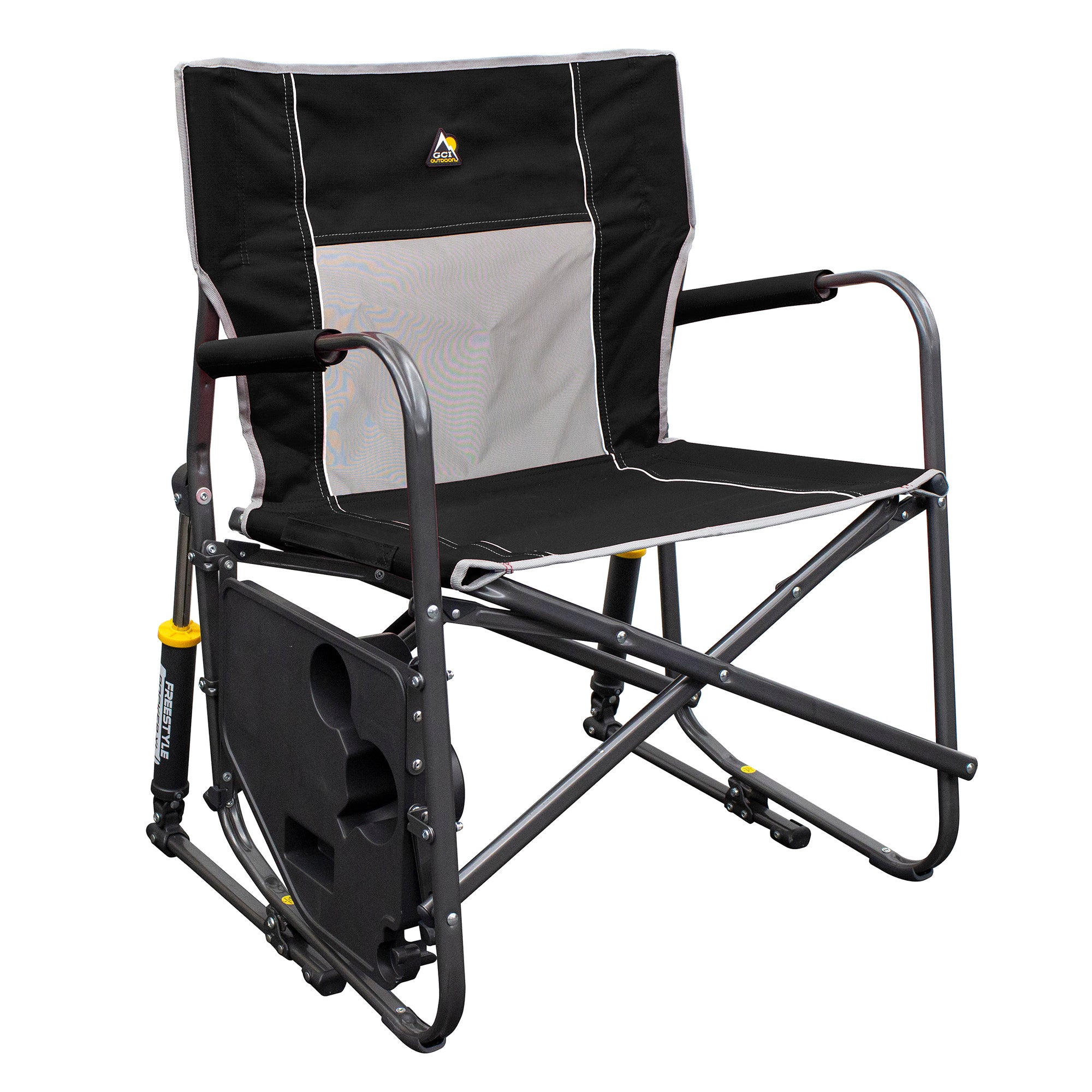 Freestyle Rocker XL with Side Table, Black, Table Down Front