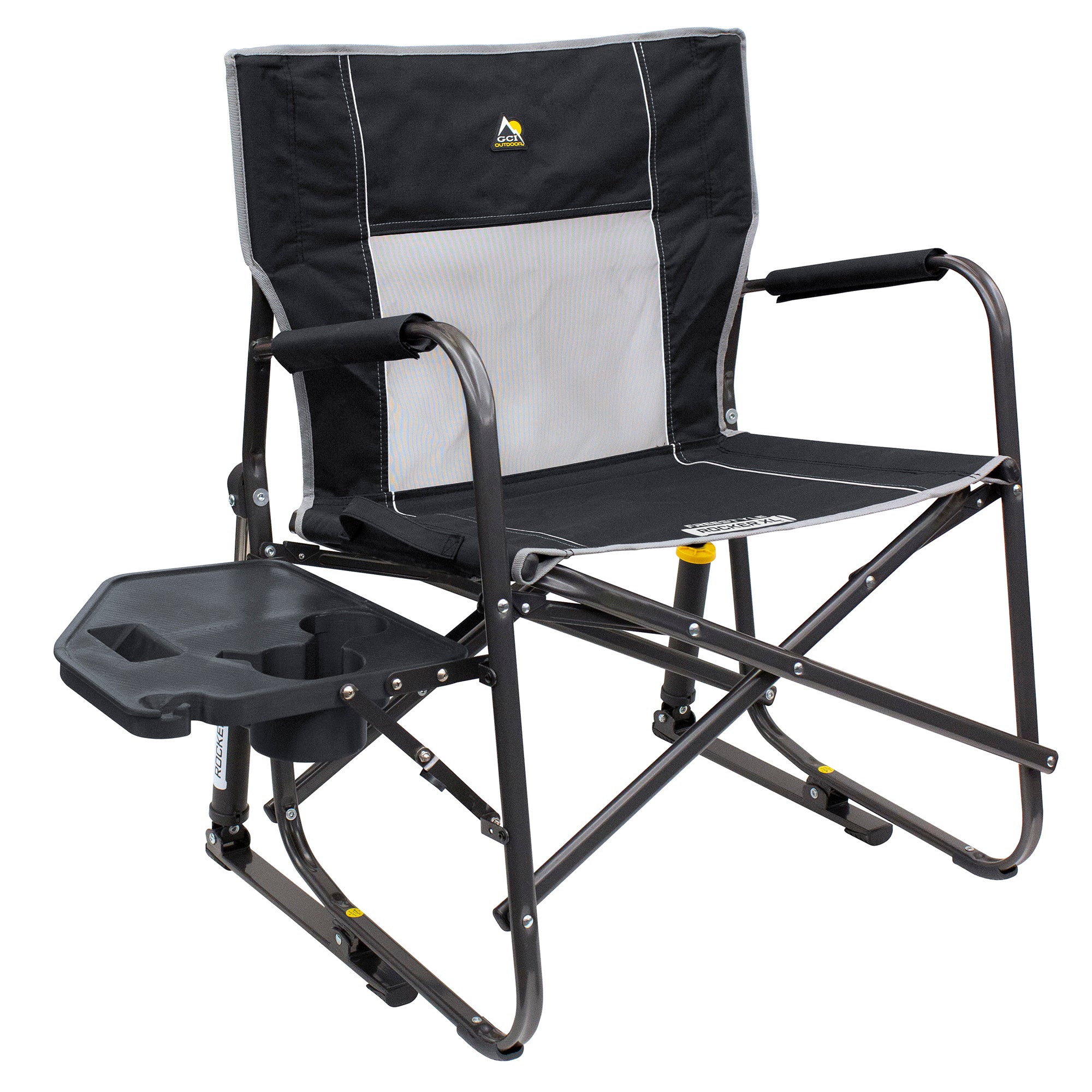 Freestyle Rocker XL with Side Table, Black, Table Out Front